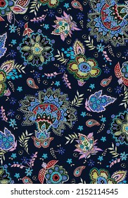 Paisley Pattern Is An Ornamental Textile Design Using A Teardrop Shaped Elegant Motif With A Curved Upper End. For Fashion Fabric