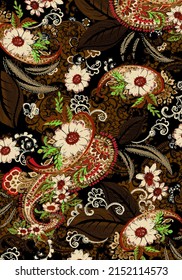 Paisley Pattern Is An Ornamental Textile Design Using A Teardrop Shaped Elegant Motif With A Curved Upper End. For Fashion Fabric