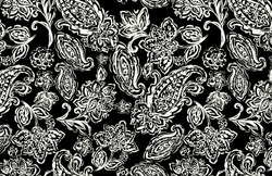 Paisley Pattern Seamless Beautiful Art Decor Black White