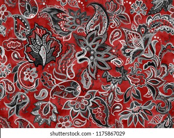 black and red paisley background