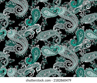 Paisley Seamless Pattern. Vintage Background In Batik Style