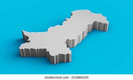 Pakistan 3D Topographic map Geography Cartography and topology Sea Blue surface 3D illustration 