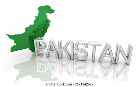 Pakistan Country Map Word Background 3d Illustration