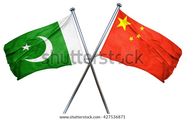 中国国旗と結び付けたパキスタンの国旗 のイラスト素材