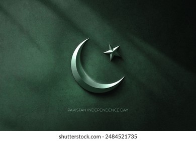 Pakistan Flag Moon and Crescent Poster design on white grunge wall - Powered by Shutterstock