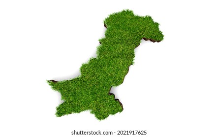 Pakistan Map 3d top view grass surface 14 august independence day 3d illustration