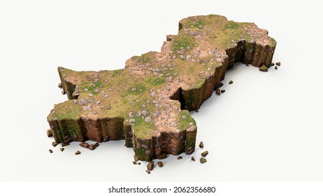 Pakistan Map Ground texture 3d illustration