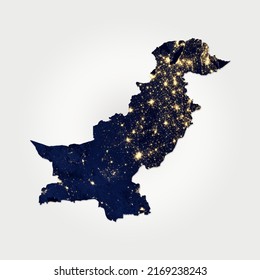 pakistan map seen from orbit illustration isolated on grey background