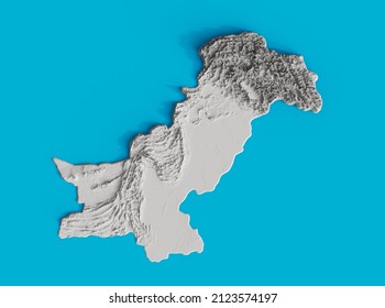 Pakistan Topographic Map 3d realistic map Pakistan Color texture and Rivers 3d illustration