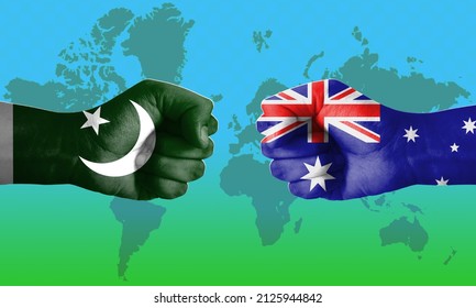 Pakistan Vs Australia Match Having Gradient World Map In Background