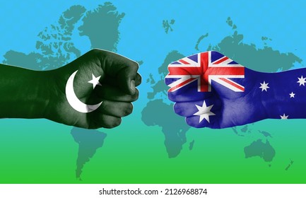 Pakistan Vs Australia Match Having Gradient World Map In Background