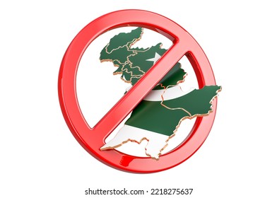 Pakistani Map With Forbidden Sign, 3D Rendering Isolated On White Background