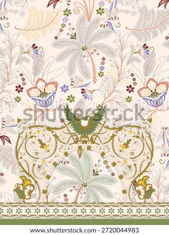 pakistani suit kurti and codset abstract flower negetiv illustration and hand drow 