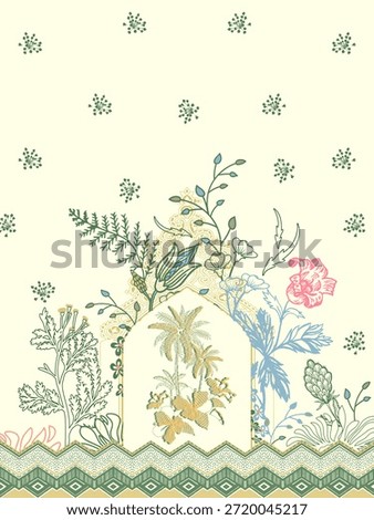 pakistani suit kurti and codset abstract flower negetiv illustration and hand drow 