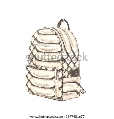 Pale Bone White Backpack made of Natural Python Leather, Three Quarters Right View