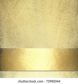 pale gold background design layout with shiny gold bronze ribbon stripe on bottom edge, soft grunge sponge texture, highlights, and copy space for title or text