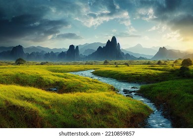 Paleo Landscape, Beautiful Paleoart, Illustration
