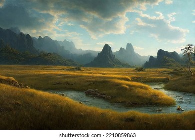 Paleo Landscape, Beautiful Paleoart, Illustration
