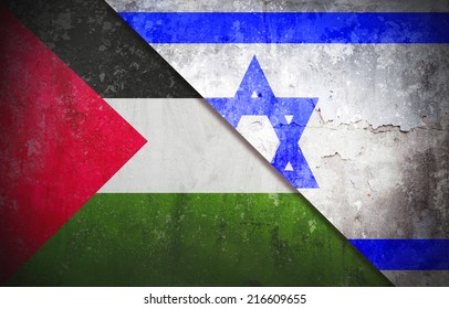 Palestine Confrontation Israel Concept War Flag Grunge Vintage Retro Style