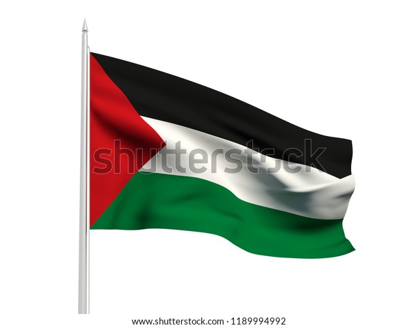 Palestine Flag Floating Wind White Sky Stock Illustration 1189994992