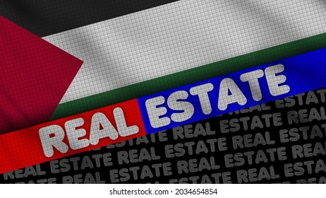 Palestine Wavy Fabric Flag, Real Estate Title, 3D Illustration