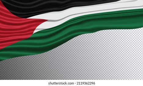 Palestine Wavy Flag, National Flag Clipping Path, 3D Illustration