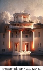 Palladian Style Architecture, Digital Art Style, 3d Illustration