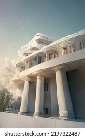 Palladian Style Architecture, Digital Art Style, 3d Illustration