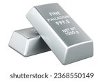 Palladium ingots, palladium bars, 3D rendering isolated on white background