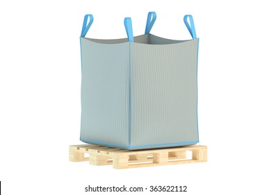 pallet with big bag isolated on the white background