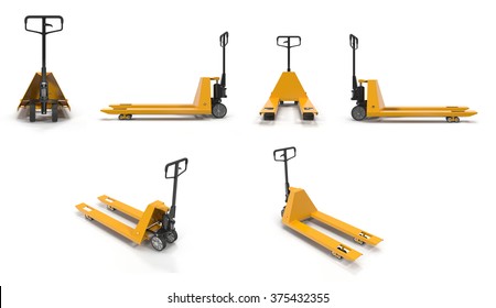 Pallet Jack Yellow On White Background