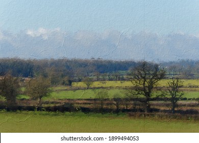 pallet knife oil painting of a view across the English countryside for canvas prints