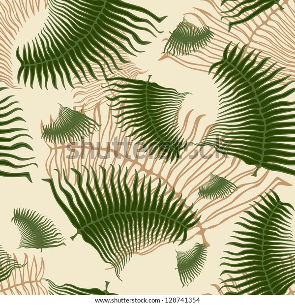 Palm Leaf Seamless Pattern Raster Version Stock Illustration 128741354
