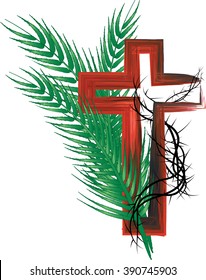 Palm Sunday, Passion Of Jesus Christ Abstract Color Illustration.