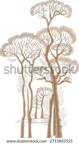 Palm Tree Front Back Sleeves Motif Embroidery Sketch 