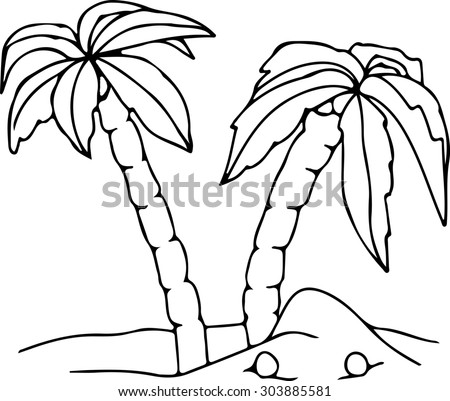 Palm Trees Illustration Black White Stock Illustration 303885581