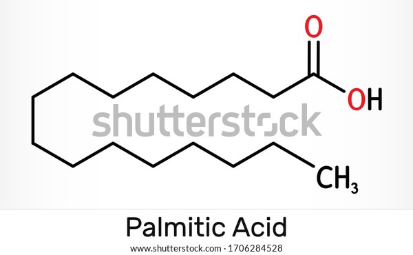 パルミチン酸またはヘキサデカン酸 C16h32o2分子 飽和脂肪酸である 骨格化学式 イラスト のイラスト素材