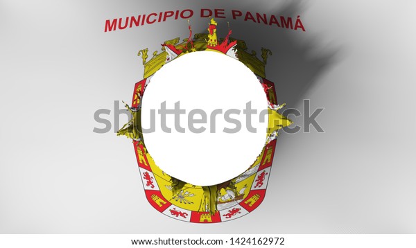 Panama city flag ripped apart, white\
background, 3d\
rendering