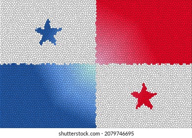 Panama  Flag. PA National Banner. Panama  Patriotism Symbol. State Banner Of Capital Of  Panama . Nation Independence Logo PAN. Flag With Stained Glass Texture Effect. 2D Image