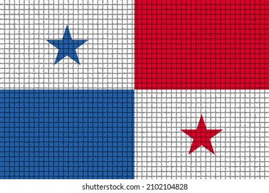 Panama  Flag. PA National Logo. Panama  Patriotism Symbol. State Banner Of Capital Of  Panama . Nation Independence PAN Flag With Filter Tiles. 2D Image