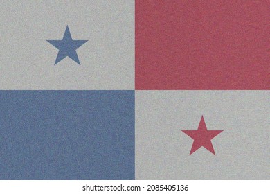 Panama  Flag. PA National Symbol. State Government Banner Of Capital  Panama  City. Panama  Patriotism Logo. Nation Independence PAN. Flag With Art Effect Of Noise And Interference. 2D Image