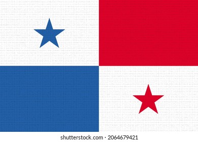 Panama  Flag. PA Patriotism Banner. Panama  National Symbol. State Logo Of Capital  Panama . Nation Independence Day PAN. Flag With Craquelure Texture. 2D Image