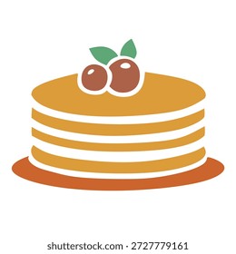 Pancake Stack with Berry Topping Culinary Illustration