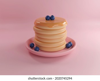 Pancakes and berries among colorful balls on background 3d rendering - Powered by Shutterstock