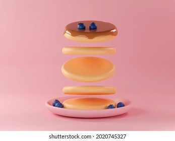 Pancakes and berries among colorful balls on background 3d rendering - Powered by Shutterstock