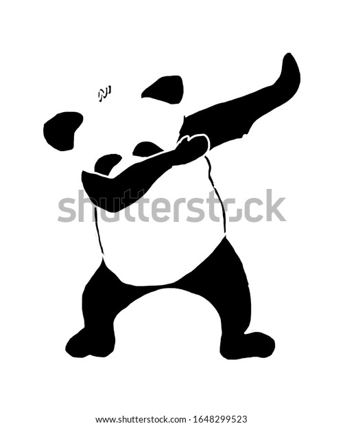 ダブダンスを踊るパンダ漫画 ダビングダンス のイラスト素材