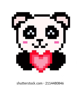 Panda Pixel Art On White Background Stock Illustration 2114480846 