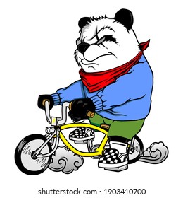 Panda Is Riding His Lowrider Bike