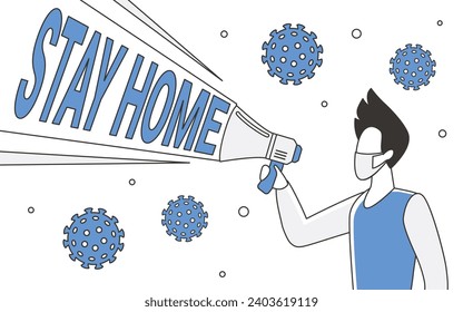 Pandemic virus warning stay home and safe. Care and prevention corona measures flat illustration - Powered by Shutterstock