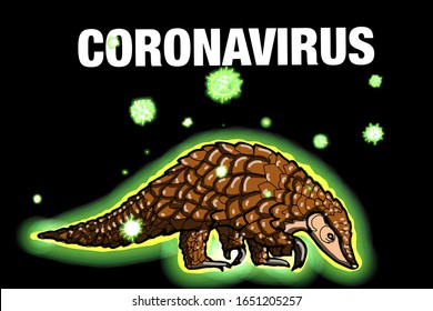 Pangolin Animal And Coronavirus Text  Illustration 